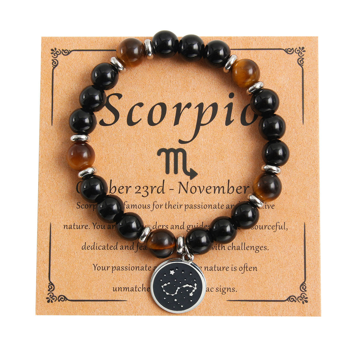 Bracelet rond en perles de pierre naturelle, pendentif rond en acier inoxydable, douze constellations