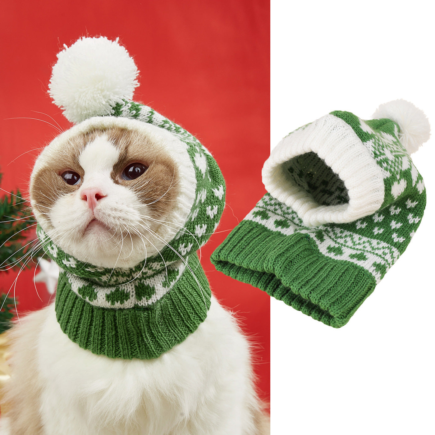 Noël nouvelle atmosphère amour flocon de neige wapiti impression tricoté chaud chien de compagnie chat boule de fourrure chapeau