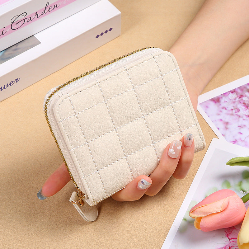 Porte-cartes brodé à carreaux de mode Mini dames