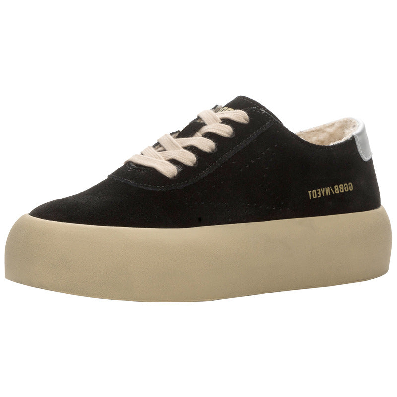 Laine épaisse chaussures chaudes en laine d'agneau femmes en cuir véritable