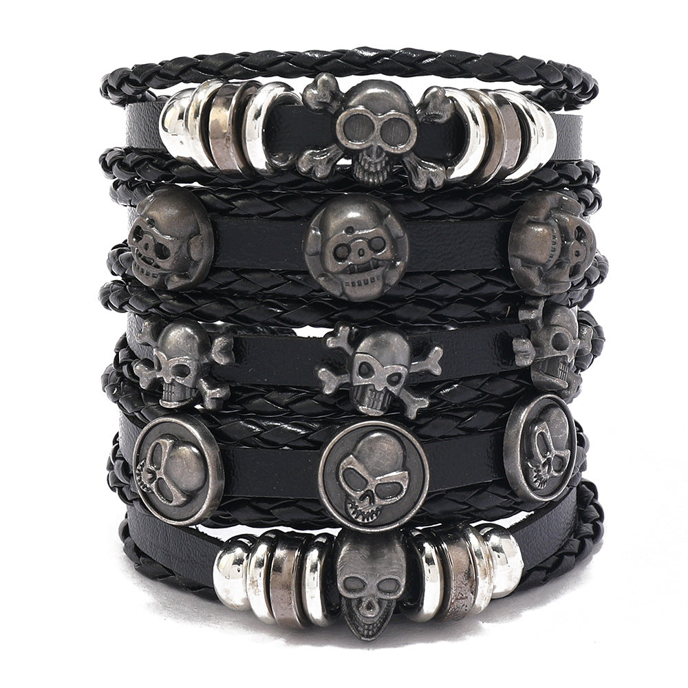 Bracelet de costume multicouche cinq pièces tissé à la main pour hommes