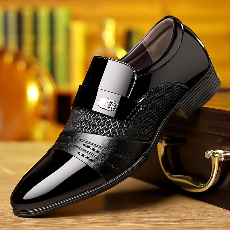 Zapatos de cuero de patchwork de moda rojo vino para hombres