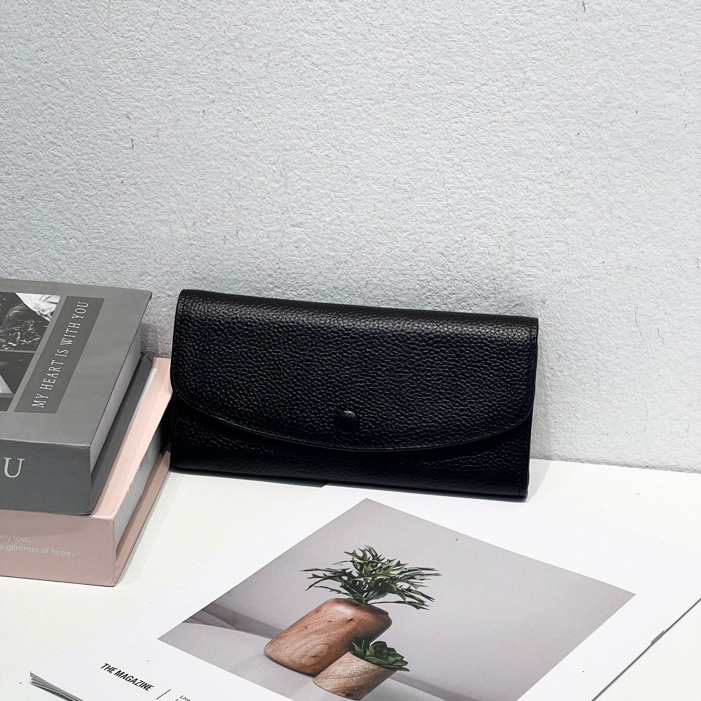 Portefeuille pour femme en cuir de vache pleine couche en cuir véritable