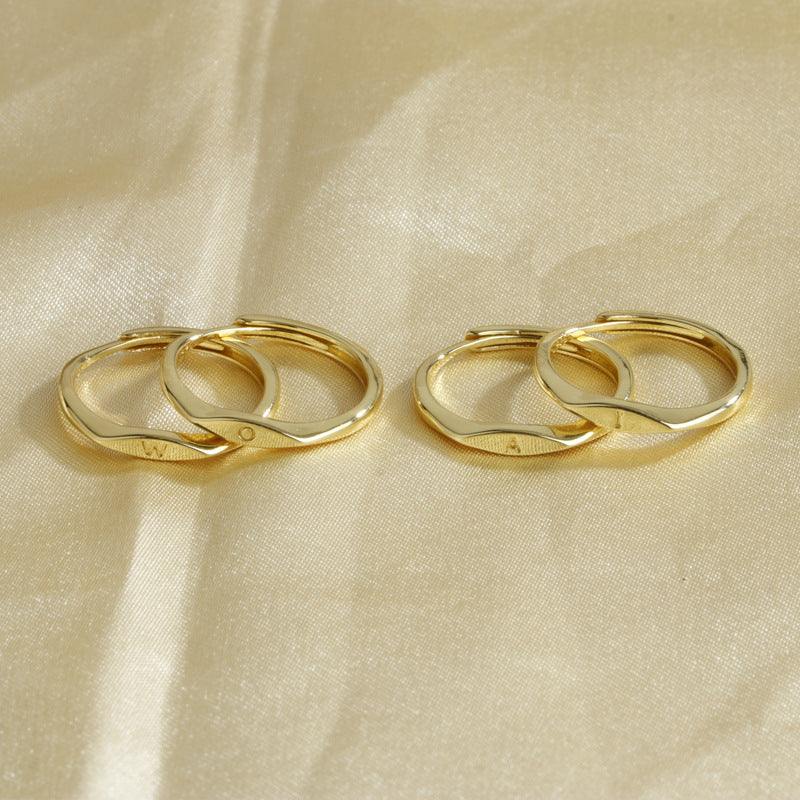 Bague avec lettres anglaises simples pour femmes