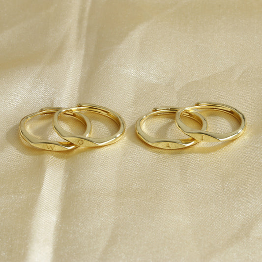 Bague avec lettres anglaises simples pour femmes