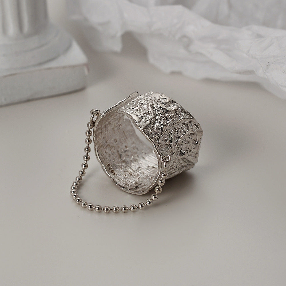 Bague de style Normcore à texture de feuille d'étain