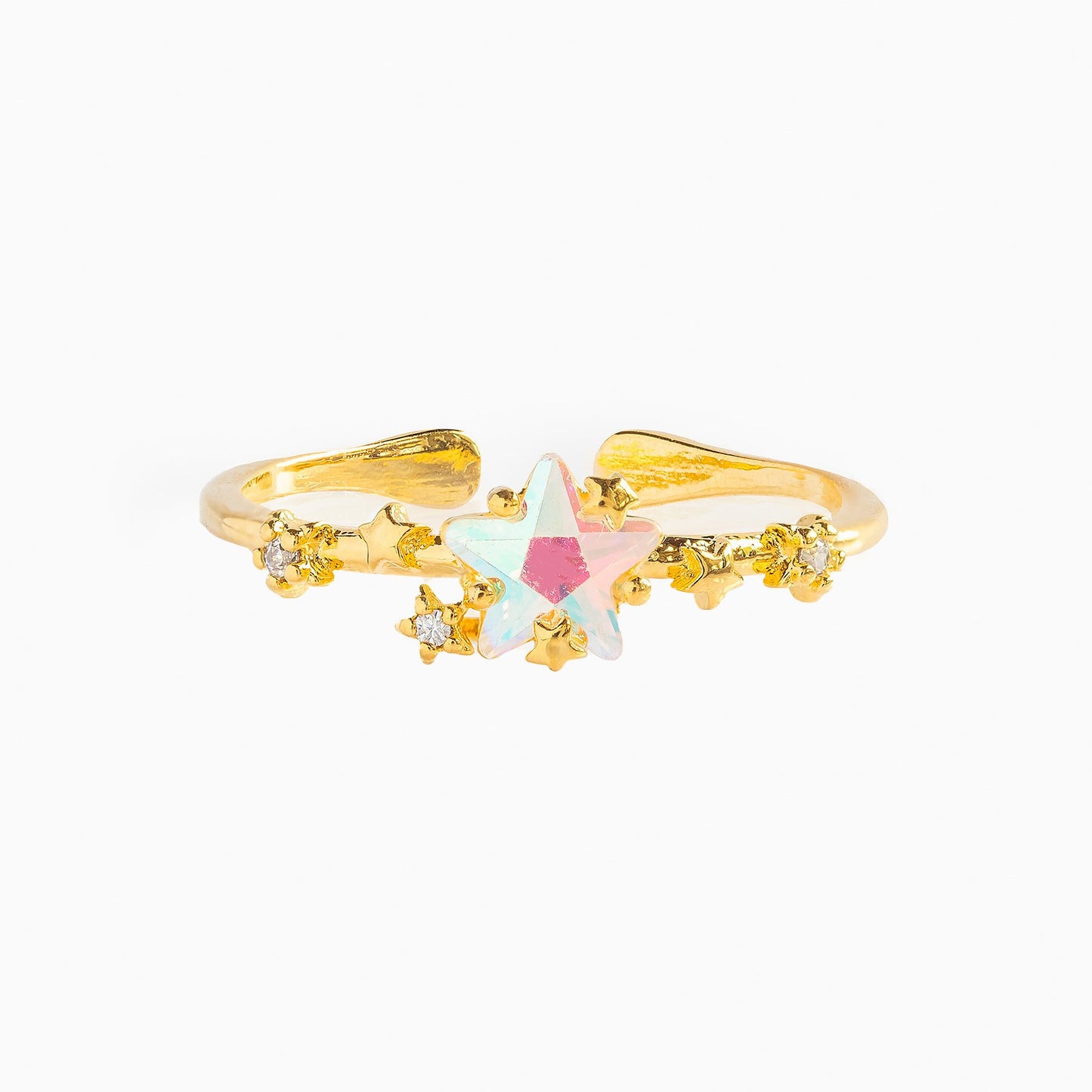 Five-pointed Star Open Ring 18K Real Gold Color Retention