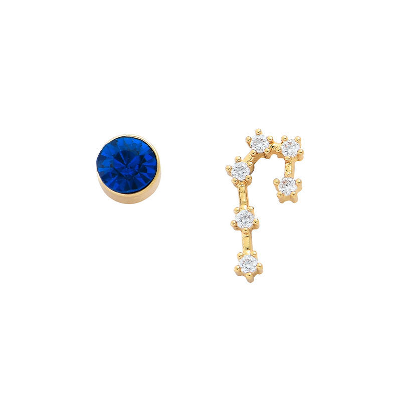 Clous d'oreilles personnalisés, 12 constellations, pierre de naissance, AB, tempérament asymétrique, aiguille auriculaire pour femme