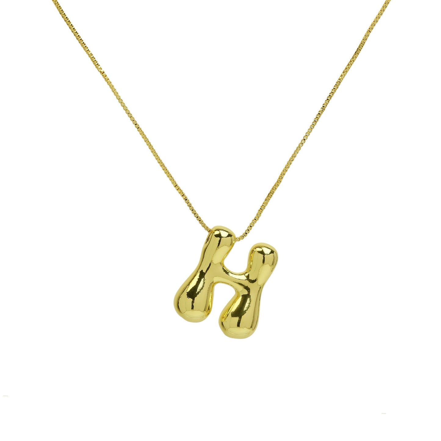 Brass Glossy Balloon English Letter Pendant Necklace