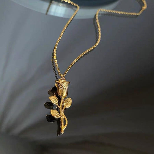 Collier pendentif vintage rose à la mode pour femmes