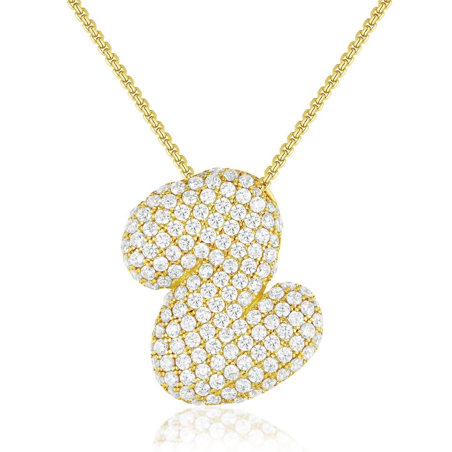 All-matching 26 English Letters Pendant Necklace Female Inlaid Zircon Chubby Balloon Letters