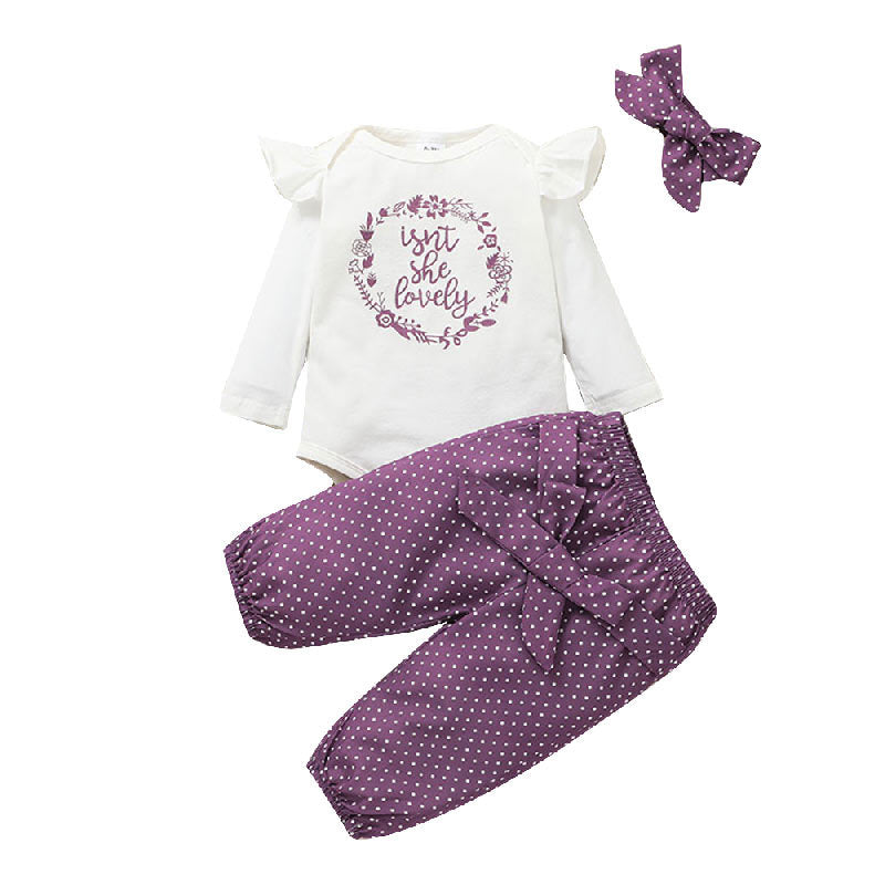 Printemps et automne vêtements pour enfants couverture lettres de mode européennes et américaines pantalons à manches longues pour bébés filles ensemble 3 pièces vêtements pour bébé