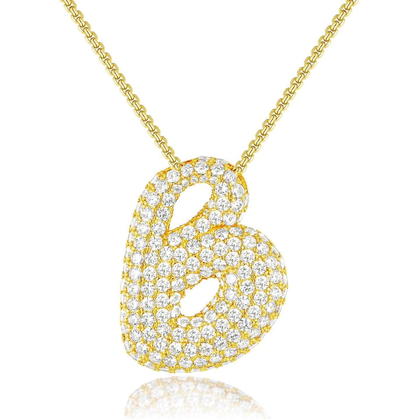 All-matching 26 English Letters Pendant Necklace Female Inlaid Zircon Chubby Balloon Letters