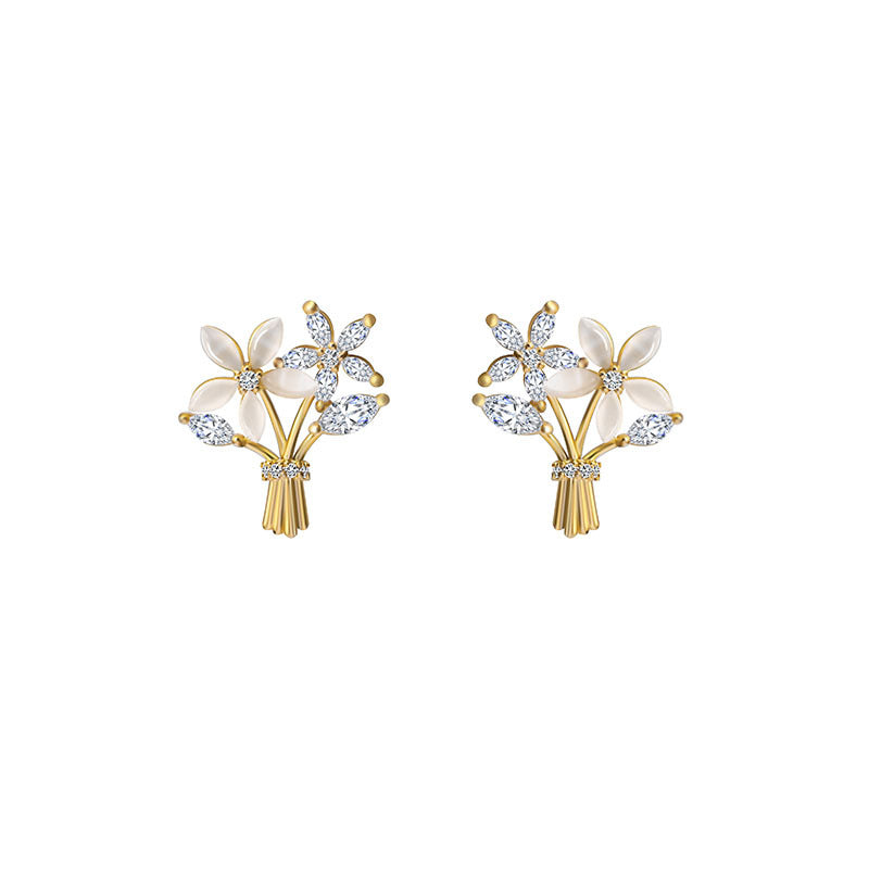Boucles d'oreilles en argent Sterling pour femmes, niche à aiguilles, fleurs creuses