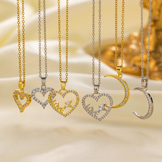 Collar de acero inoxidable para mujer, colgante de oro Chapado en cobre, cadena de clavícula para regalo de novia madre