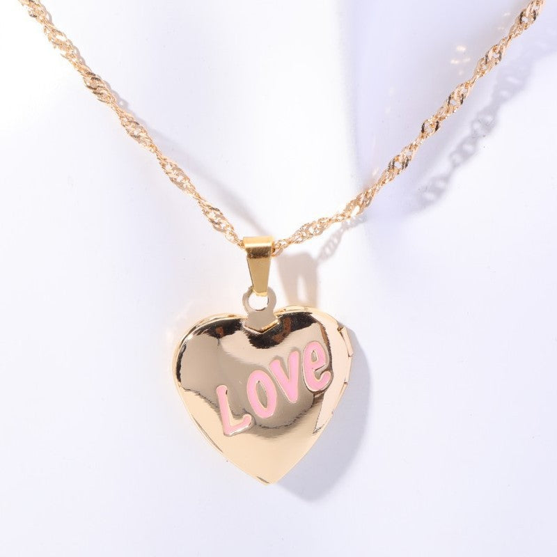 Shell Titanium Steel Album Necklace Opening And Closing Envelope Necklace