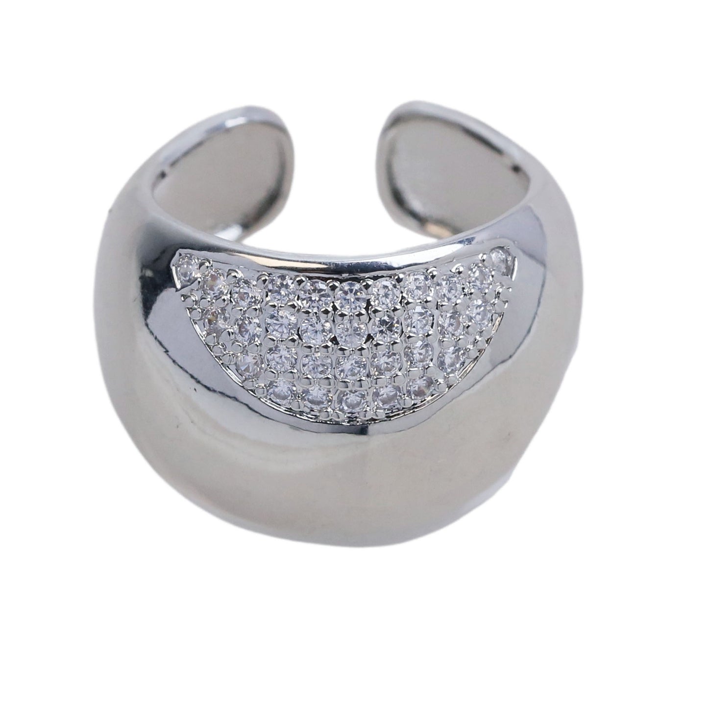 Brass Glossy Zircon Heavy Industry Geometric Ring