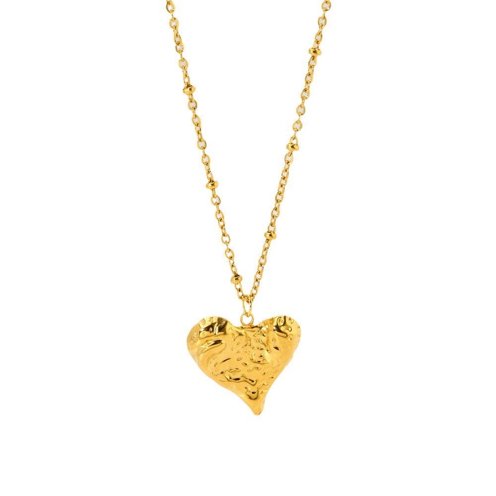 Collar Colgante Corazón Melocotón Irregular Oro 18K