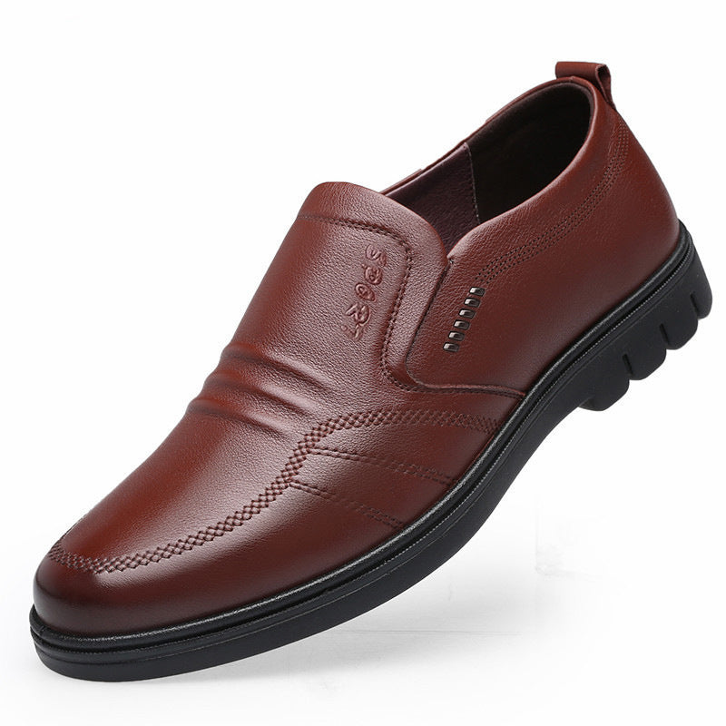 Zapatos casuales de cuero antideslizantes de suela blanda para hombre