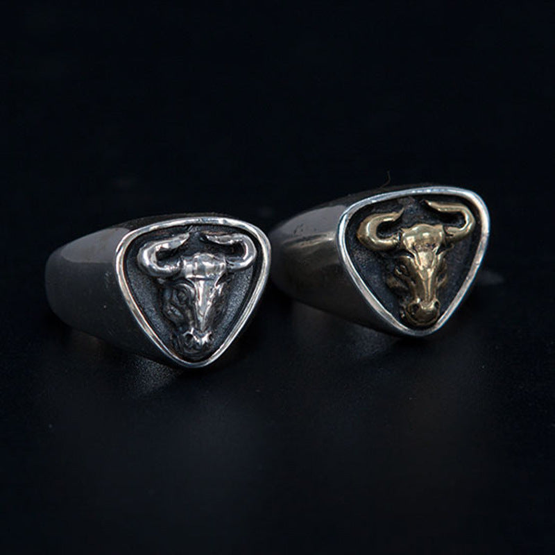 Anillo de vaca con separación de color plateado y cobre