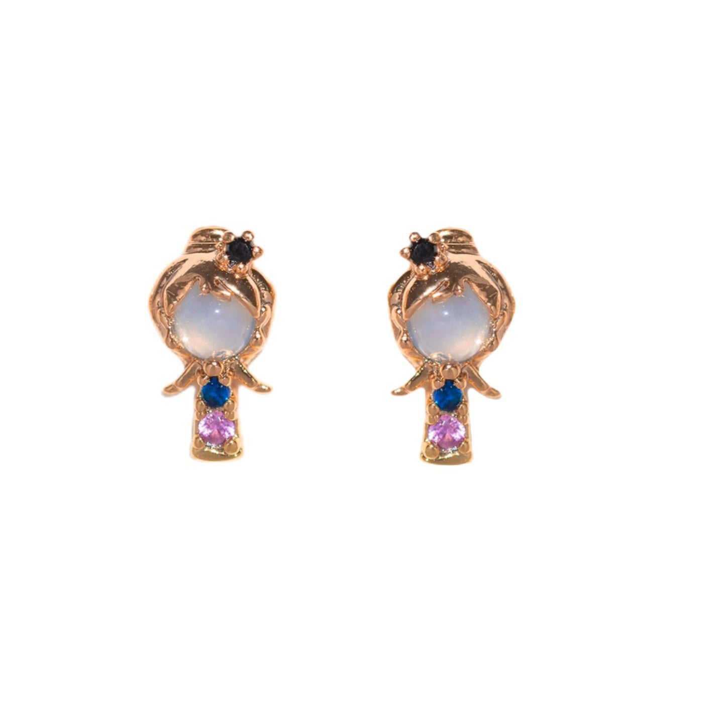 Creative Cartoon Character Micro-inlaid Color Zircon Animal Stud Earrings