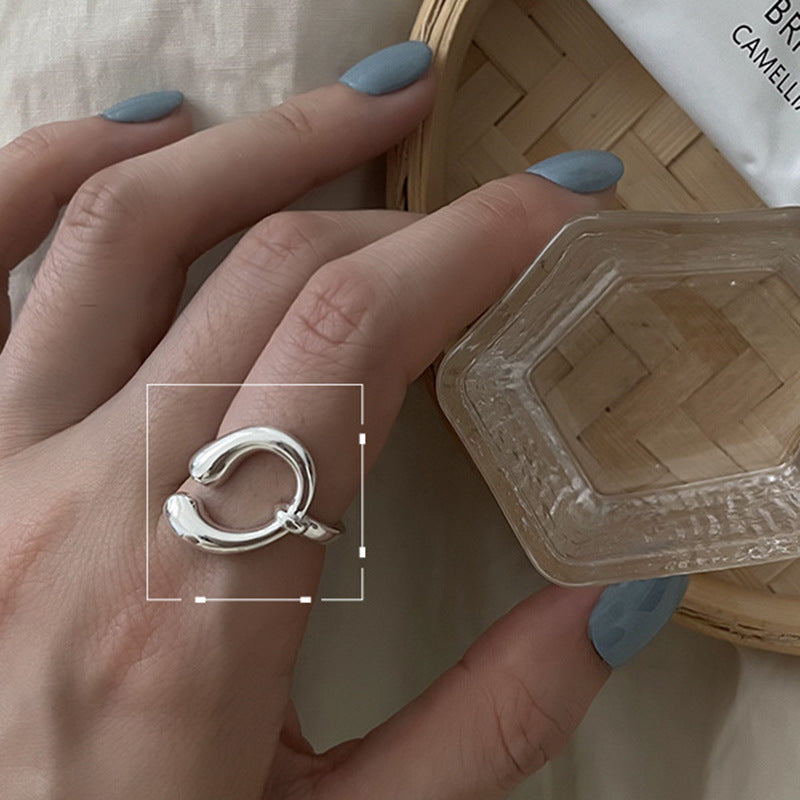 Bague à géométrie exagérée rétro de style coréen pour femmes