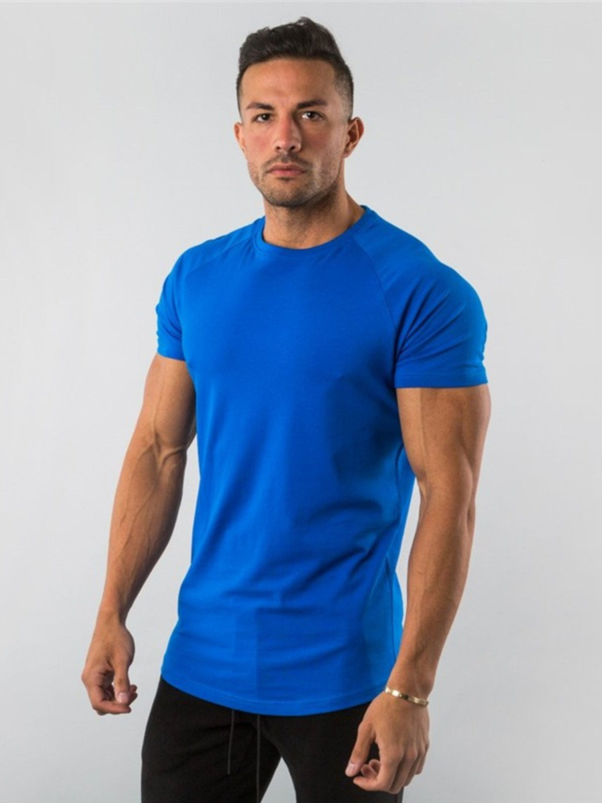 Men's Sports Solid Color Fitness Slim Long Sleeve And Short Sleeve T-shirt