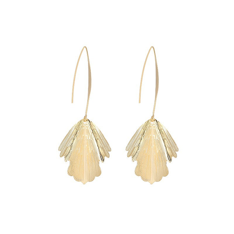 Boucles d'oreilles à pampilles simples pour femmes, aiguille en argent sterling, feuille de Ginkgo