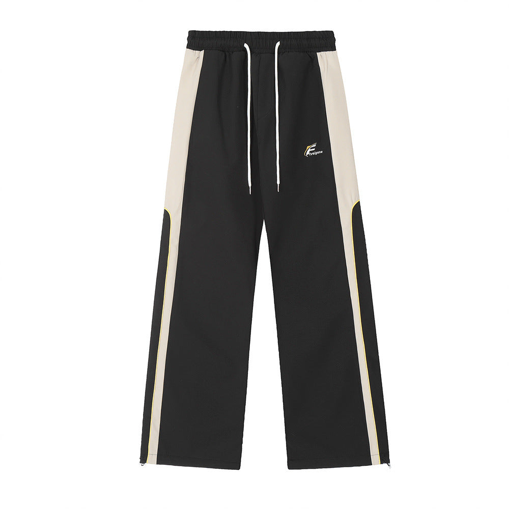 Side Stitching Contrast Color Straight-leg Trousers Men