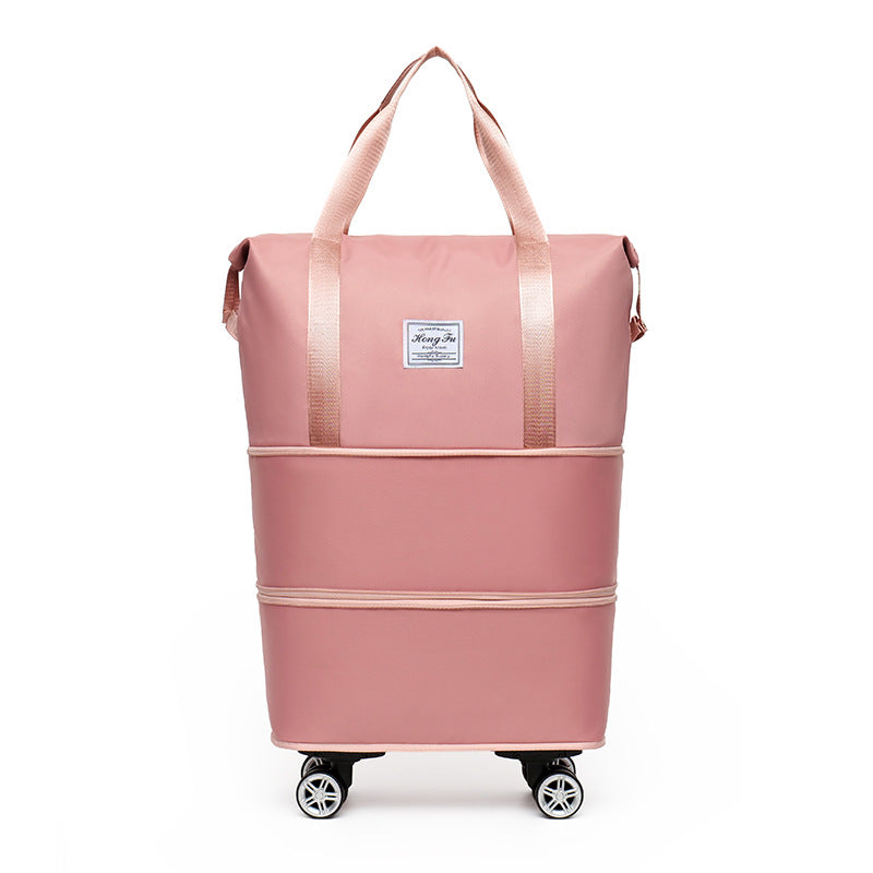 Bolsa de viaje de gran capacidad extendida de doble capa, separación en seco y húmedo, paquete de maternidad ligero, asa cubierta