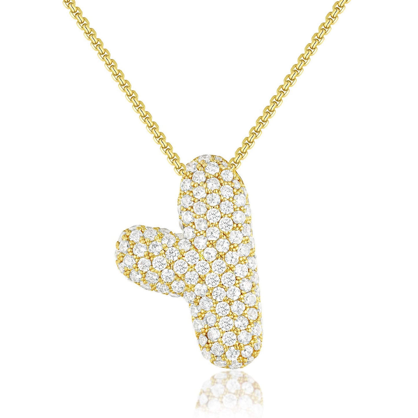 All-matching 26 English Letters Pendant Necklace Female Inlaid Zircon Chubby Balloon Letters