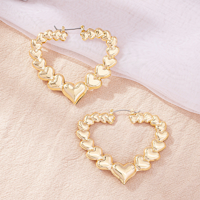 Boucles d'oreilles coeur d'amour personnalisées exagérées pour femmes
