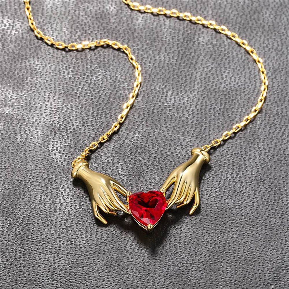 Main tenant coeur pendentif collier mode femme clavicule chaîne