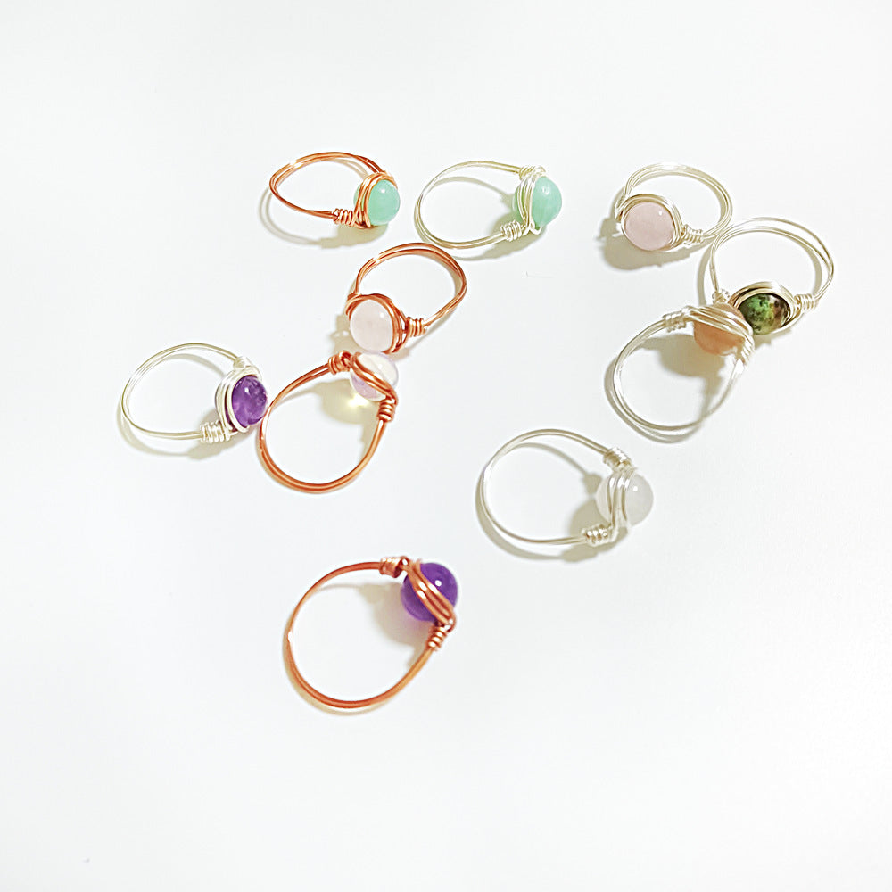 Bague d'améthyste en agate simple et naturelle à la mode