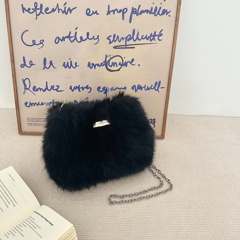 Sac Peluche Mode Femme Imitation Fourrure de Renard