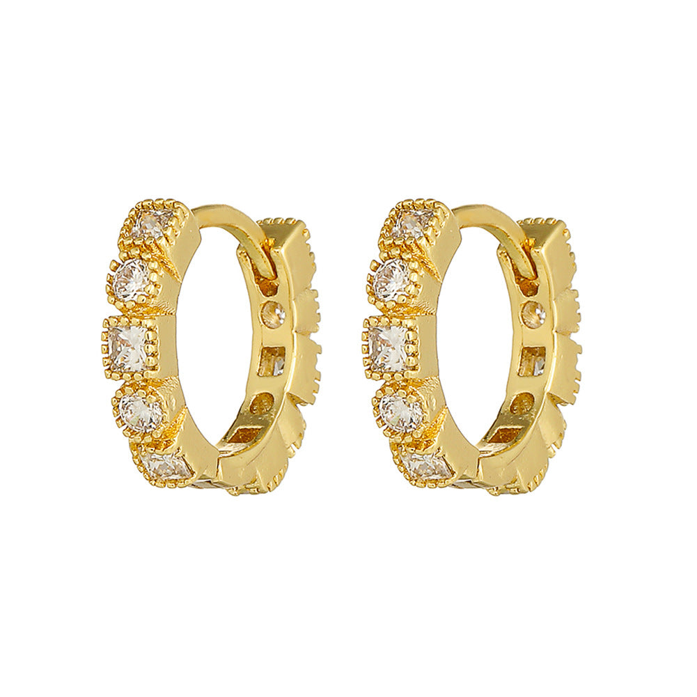 Boucles d'oreilles en or 18 carats plaqué cuivre à la mode, géométriques