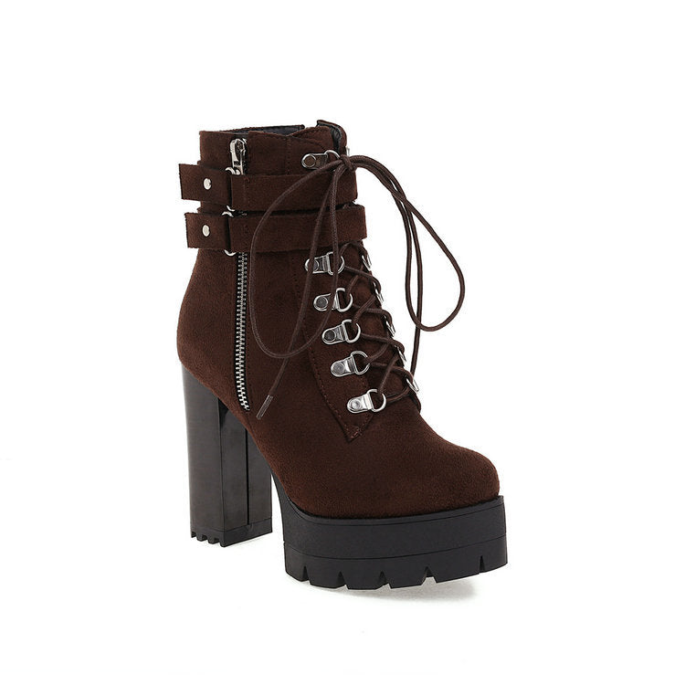 Bottines de scène avec boucle de ceinture, chaussures à plateforme à talons hauts, épaisses, nouvelle collection