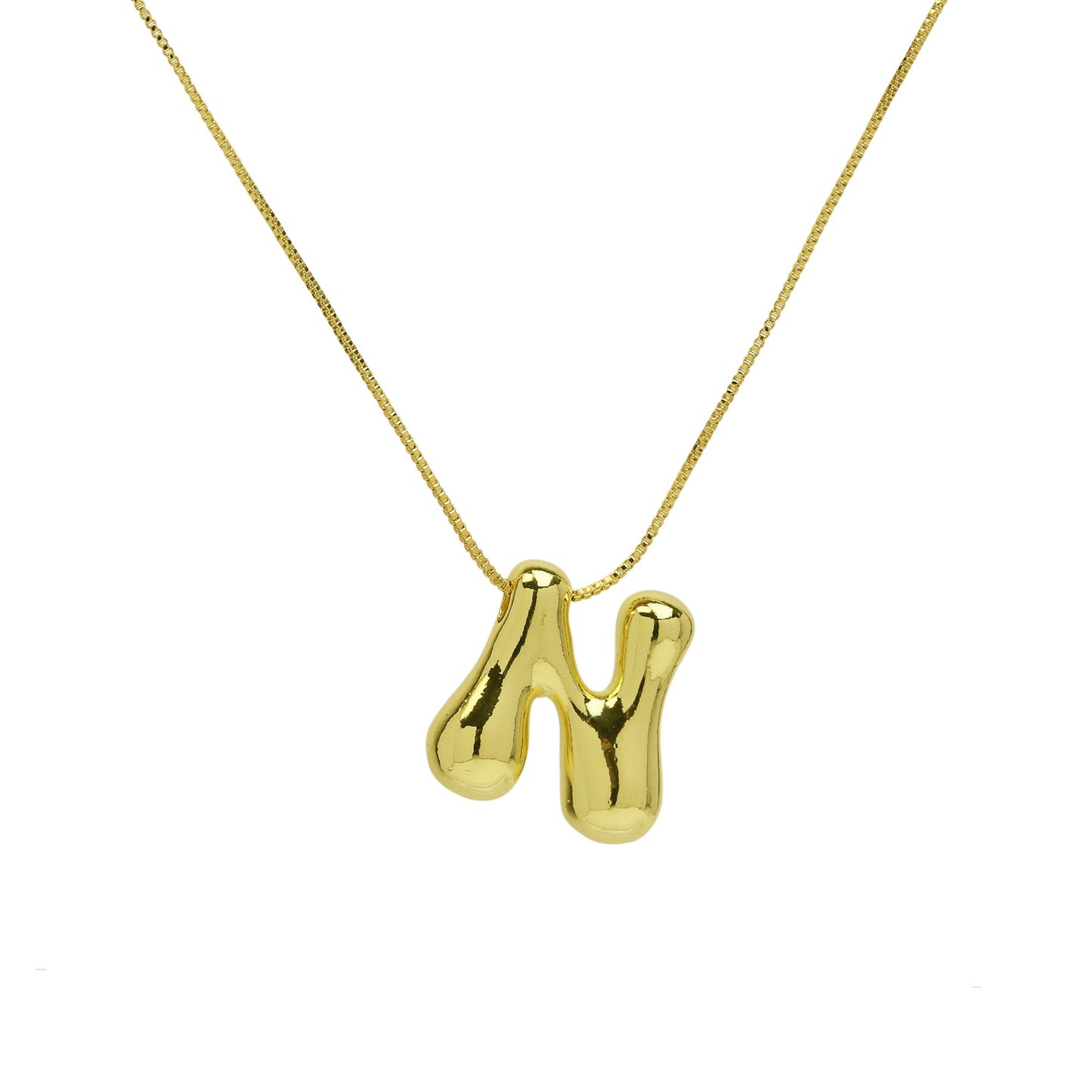 Brass Glossy Balloon English Letter Pendant Necklace