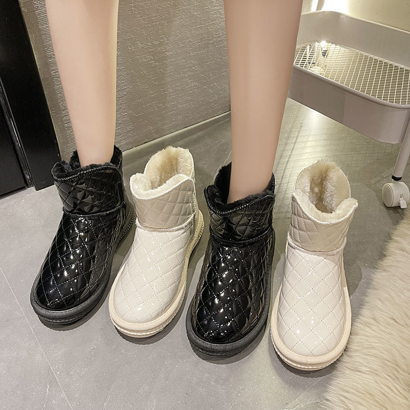 Bottes de neige imperméables pour femmes, losange, antidérapantes, épaisses