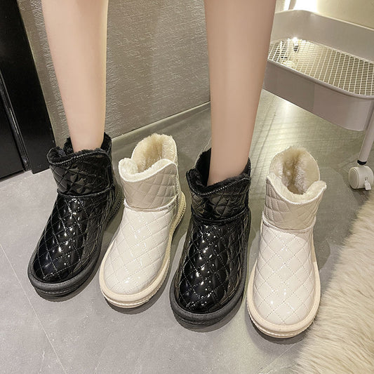 Bottes de neige imperméables pour femmes, losange, antidérapantes, épaisses
