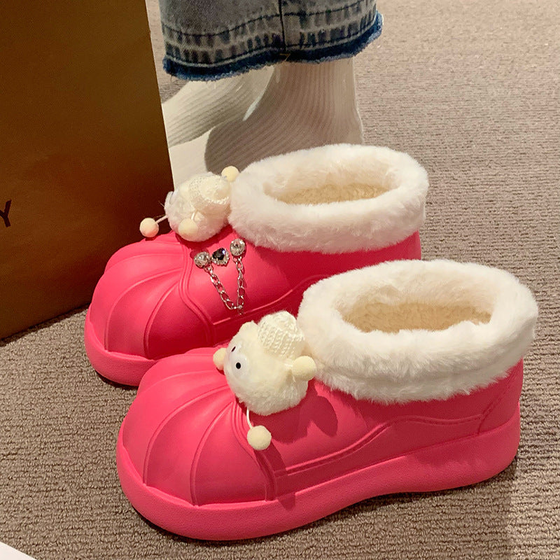 Bottes de neige à plateforme Femme Doublées en polaire Épais Imperméable