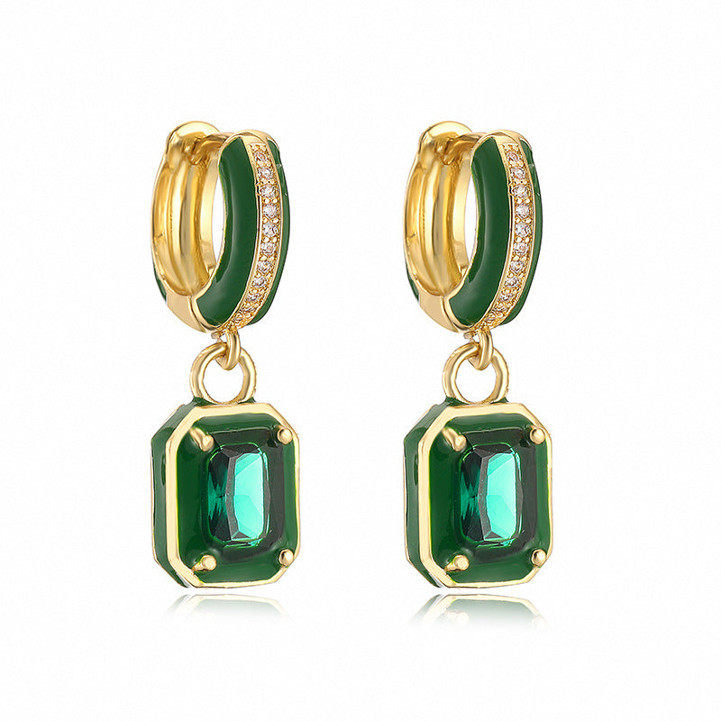 Boucles d'oreilles en forme de goutte d'huile et de cuivre, couleur douce et colorée, incrustée de diamant, Cube de sucre