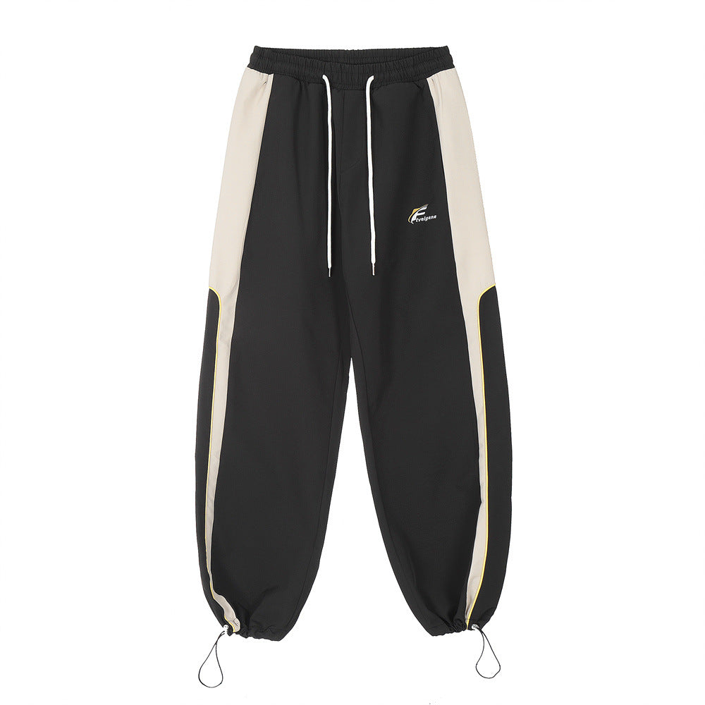Side Stitching Contrast Color Straight-leg Trousers Men