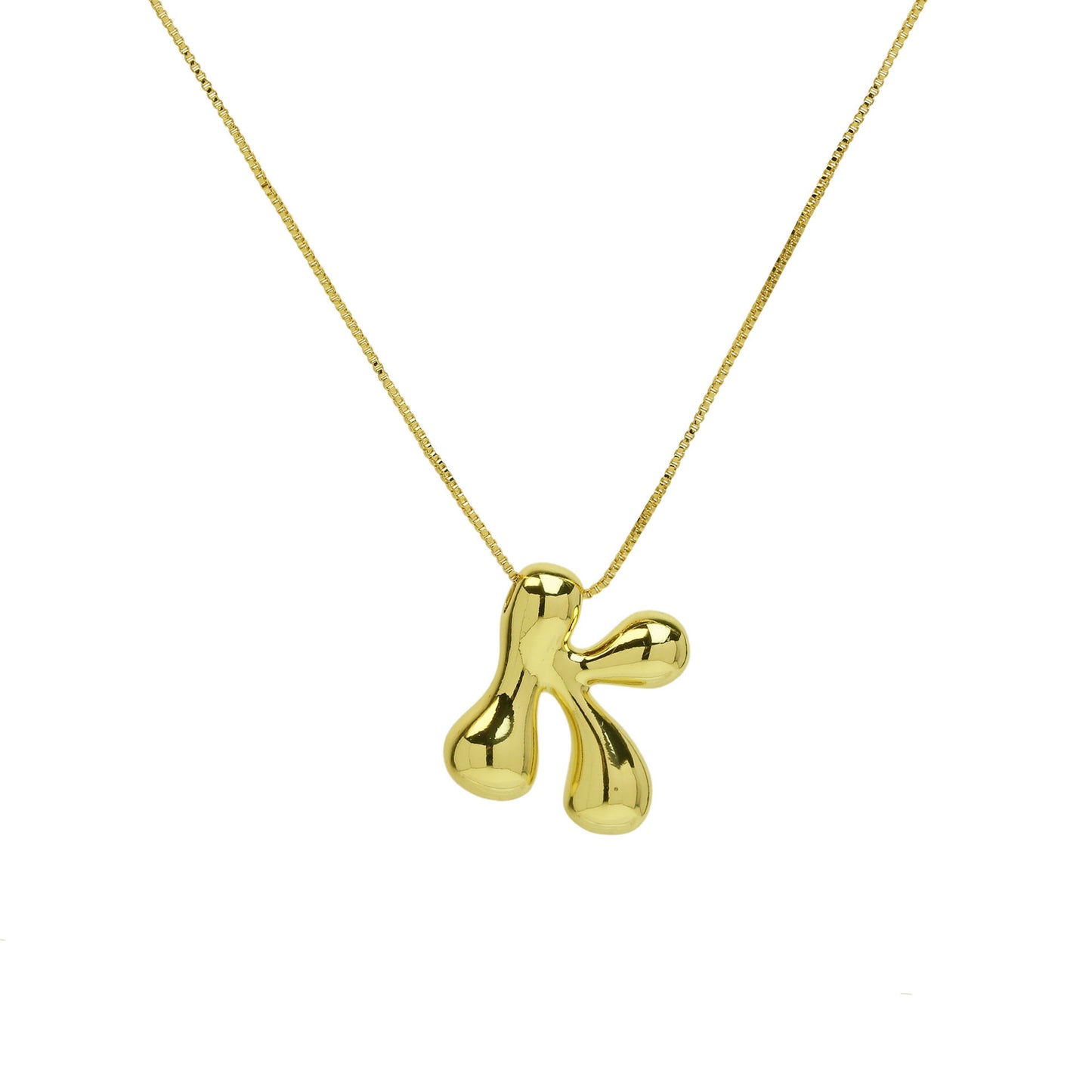 Brass Glossy Balloon English Letter Pendant Necklace