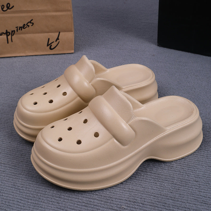 Hole Shoes Zapatillas de mitad inferior gruesa exterior para mujer