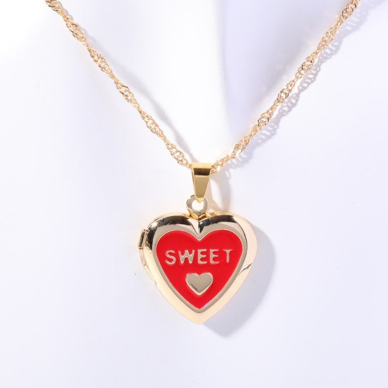 Shell Titanium Steel Album Necklace Opening And Closing Envelope Necklace