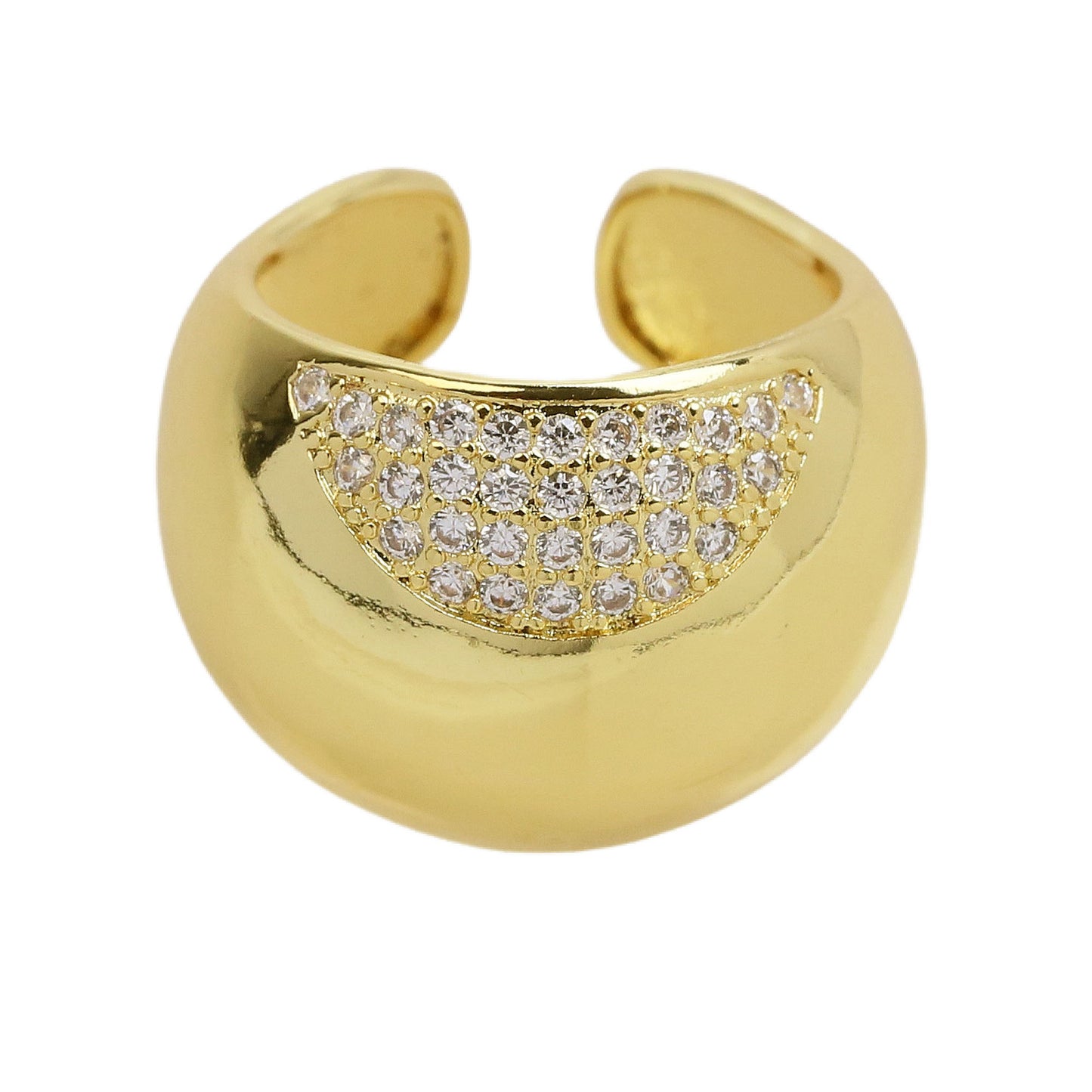 Brass Glossy Zircon Heavy Industry Geometric Ring