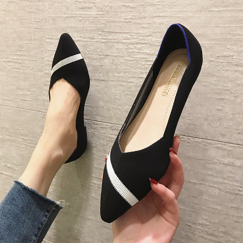 Chaussures de ballet pliables tissées volantes décontractées à la mode pour femmes