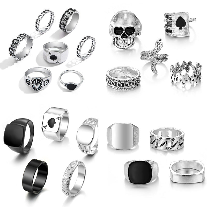 Personalized Creative Ring Ins Vintage Metal Playing Cards Spade Ring