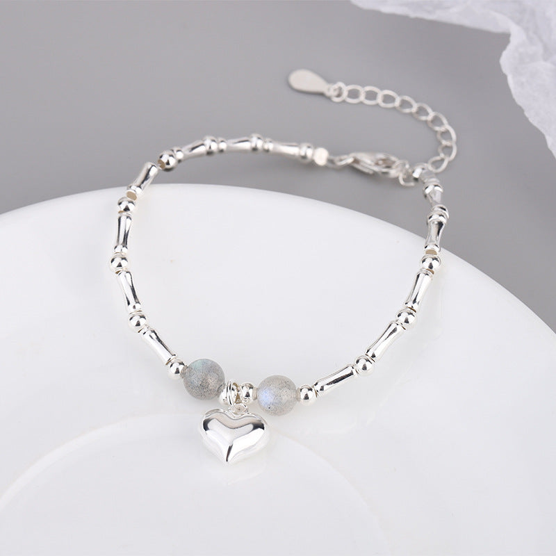 Bamboo Peach Heart Luminous Stone Bracelet